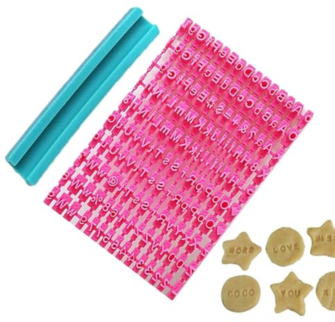 Stampi per biscotti con lettere 'alfabeto, numeri, simboli, numeri e lettere 'alfabeto, formine per biscotti, fondente, torte, argilla, goffratura