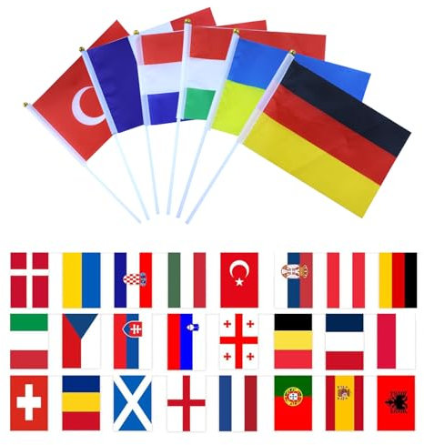 Lolileo 24PCS 2024 Flaggen der Welt Fahnen, Rechteckige Flaggen von 24 verschiedenen Ländern, 24 Familie Garten Bar Party Decorator Waving Flag