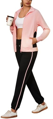 Uniexcosm Survêtement Femme Sportswears Hiver Costume De Sport Pour Femme Fitness Jogging Tenue De Sport Ensemble De Sport Rose S