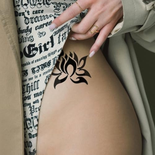 Fake Tattoo Lotusblume – Temporalis® | Temporäre Tattoos für Erwachsene – EU-zertifizierte Kosmetik, vegan & wasserfest – Hält 1 bis 2 Wochen [ Lotusblume ]