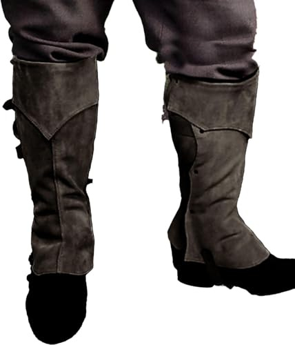 Steampunk-Stiefel aus Leder – Piratenstiefel, Überziehschuhe, Kostüm | Mittelalterliche Renaissance über dem Schuh, schwarzes Zubehör, bequeme Piraten-Stiefel-Tops, Schuhabdeckung für Damen und Herren