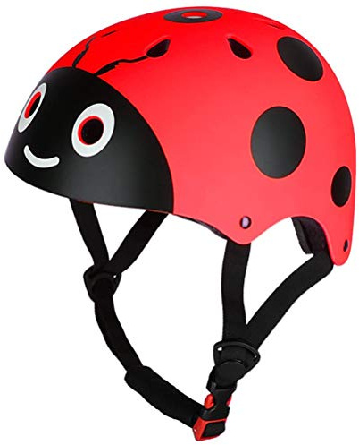 Casco Protettivo da Equitazione per Bambini Casco da Bambino Carino Coccinella Pattinaggio Ciclismo Casco di Sicurezza per Bici Casco da Equilibrio per Bambini (Rosso)
