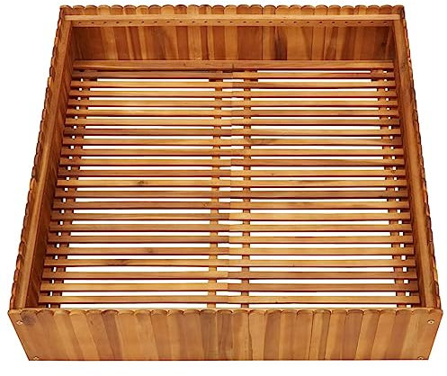 Letto Rialzato da Giardino 100x100x25 cm in Massello di Acacia Vaso Rialzato Da Interno Vasi Alti Da Esterno Fioriere Da Esterno Grandi Aiuola Rialzata Da Esterno per Esterno Patio Terrazza Giardino