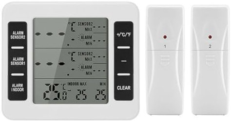 Diheohg 1 Ensemble Thermomètre de Congélateur en Plastique Blanc Basse Température Réfrigérateur Thermomètre Horloge