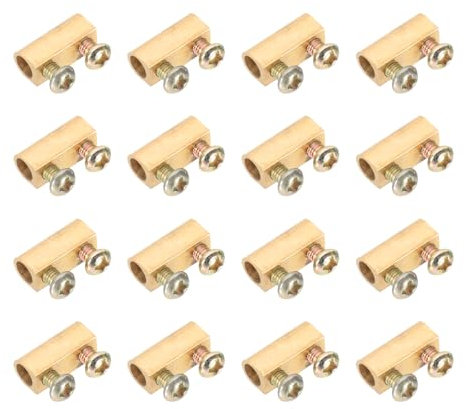 PATIKIL 13.2x5.2x6.2mm Wire Connectors Nut Terminal, 20 Pcs 15 A Brass Splicing Quick Wiring Connection Terminal Circuit Connector Nut Kit with Screws, Brass Tone