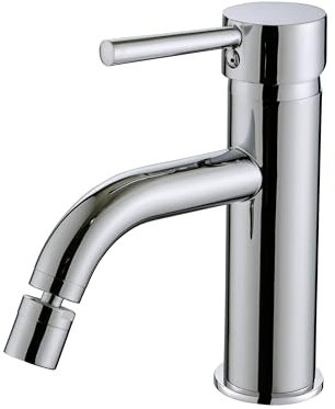 Marco Mammoliti | Miscelatore Rubinetto Bidet Monocomando Luvola 35 Cromo in Ottone con Asta Saltarello e Piletta in Metallo, Rubinetto Tondo, 17,7x17x5cm