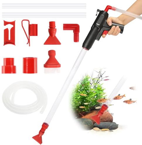 GOSHIES Mulmsauger Aquarium 4 in 1 Fischbehälter Staubsauger Aquarium Sauger Aquarium Reinigungsset Gravel Cleaner Skimmer Fischbehälter für Wasserwechsel Sandreinigung