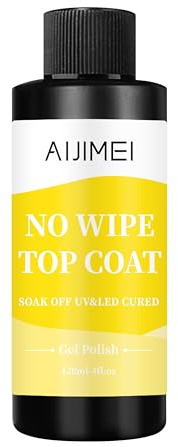 120m Gel Lack No-Wipe Top Coat – Langanhaltender Decklack für Gel- und Acrylnägel – Glanzversiegelung für DIY & Nagelstudio – Wischfreier Topcoat für Gelpolitur