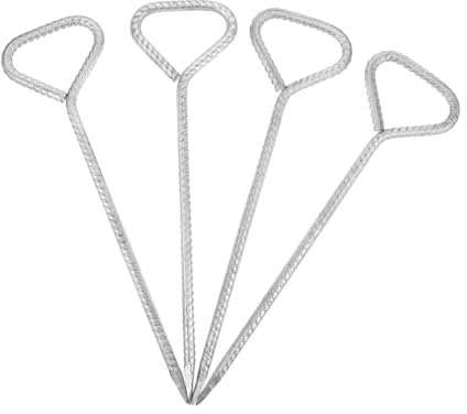 iplusmile 4 Stücke Verstärkter Zeltstapel Zeltcampingpfähle Metallspikes für den Boden Zeltstangen Gartenpfähle aus Metall Stahlpfähle für den Boden Verzinkter Stahl Silber