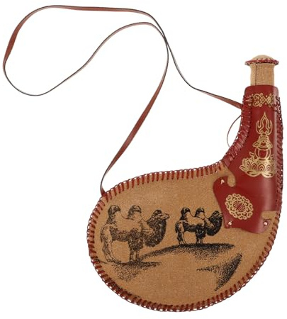 GALPADA Vintage Leder Bota Bag Mit Trageriemen Traditioneller Trinksack Schlauch Für Wein Und Wasser Tragbare Antike Flaschentasche Auslaufsicherer Trinkbeutel Für Outdoor Camping Wandern