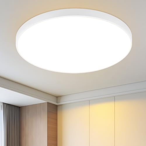 Laittiin Deckenlampe LED Deckenleuchte Flach - 21CM Weiß Flurlampe Decke 12W Rund Küchenlampe IP44 Wasserfest Badezimmerlampe 3000K Warmweiß Modern Schlafzimmerlampe für Flur Küche Bad Balkon
