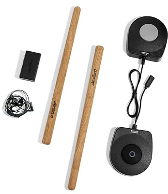 AEROBAND Elektronisches Schlagzeug PocketDrum2 MAX, Air Drum Sticks & Pedals & Bluetooth Adapter, Spielen Sie Schlagzeug überall und jederzeit, 8 Töne und USB Midi Teenager Erwachsener Schlagzeuger