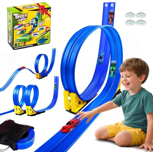 Alitree Pista per auto da corsa 5M Include 4 auto, per con loop e pista a U