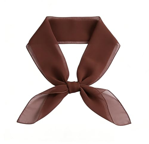 jerbro Seidentuch Damen Chiffon Halstuch Einfarbig Bandana Kopftuch Geschenk für Frauen Mädchen Halloween Karneval Kostüm Zubehör (Braun, 65 * 65cm)