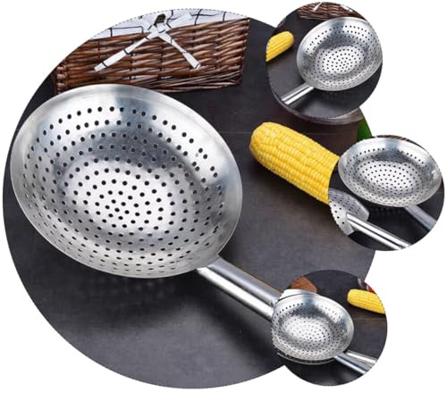 Tofficu Colino per Olio Inox Spesso con Manico Ergonomico Resistente al Calore Cucchiaio Scolapasta Grande per Friggere e Hot Pot Utensile Cucina Professionale per Servire Cibo