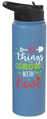 All Things Grow With Love Gardening Plant Lover Gardener Stainless Steel Insulated Water Bottle