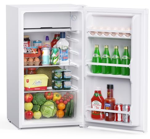Upstreman 91L Under Counter Fridge, Small Fridge with 5 Stage Temp Control (0-10°C), Quiet Standard Refrigerator for kitchen/Office/Bedroom, BR321-White