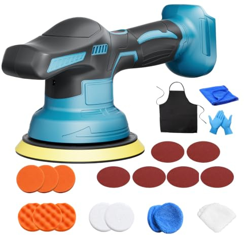 Cordless Buffer Car Polisher for Makita 18V LXT Series Battery (only Tool) | with 19 PCS Attachments, 9 Variable Speed, Car Polishing Machines for Auto Detailing/Polishing