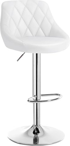 WOLTU Barhocker 1er Set, Barstuhl Höhenverstellbar, PU-Bezug, Weiss | Drehbarer Bar Stool mit Rückenlehne und Fußstütze, rutschfeste Metallfüße, für Küche und Hausbar