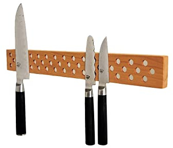 Magnetic Wooden Knife Bar Holder Strip, Cherry or Walnut, 12, 16, 20, or 24 Inch (16 Inch, Cherry)