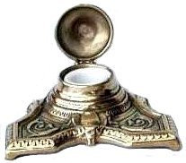 arterameferro Reproduktion Tintenfassfeder aus poliertem Messing '700 Barock