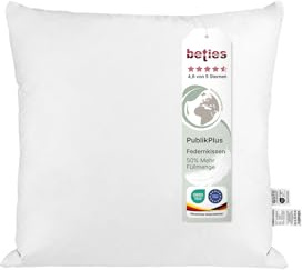 beties - PublikPlus - Feder Füllkissen 50x50 cm – 840 g Enten- & Gänsefedern – 50% Mehrfüllung – extra standfestes Innenkissen – waschbares Inlett – Sofakissen & Dekokissen