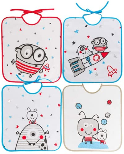 Ti TIN Pack 4 Baberos Bebé Impermeables 36x33 cm, +12 Meses