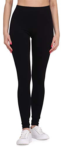 Bellivalini Leggings Damen aus Viskose Ganzjährig bequeme Bekleidung Damen für tägliches Tragen oder Sport BLV50-147 (Schwarz, M)