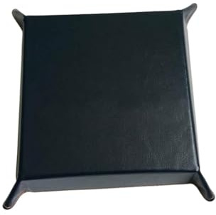Vassoio quadrato in similpelle, organizer da comodino per gioielli, svuota-tasche da scrivania per chiavi, monete, ciondoli, gioielli, portafogli e telefono (Nero)