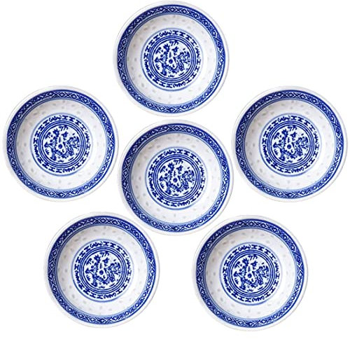 Fashion & Lifestyle Blue and White Floral Ceramic Dipping Bowls, Porcelain Dip Mini Bowls Soy Sauce Appetizer Side Dishes for Party, Family,Set of 6