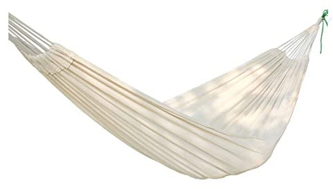 DUNAKE Indoor Light Canvas Hammocks, Portable Camping Hammock, Comfortable Canvas Hammock with Spreader Bar and Metal Knot, for Camping Patio Travel (Color : White, Size : 200x120cm)