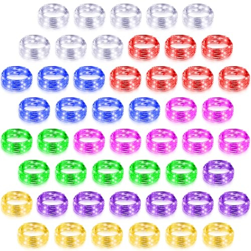 Tuanse 50 Pack LED Fairy Lights Colored Battery Operated String 3 Speed Modes 7 ft 20 LED Starry Wedding Decoration Waterproof Wire Twinkle Light for DIY Jar Bedroom Party Supplies (Colorful Color)