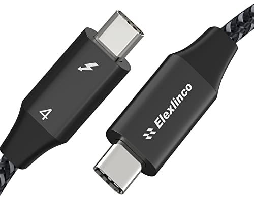 Elexlinco Thunderbolt 4 Kabel 200cm Lang, Unterstutzt bis zu 8K Display/40Gbps Datentransfer, 100W USB-C auf USB-C Ladekabel, Kompatibel mit MacBooks,Studio Display,iPad Pro,Hubs,Docks und Mehr