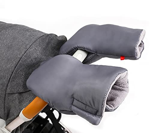 TDHLW Verbesserte VerläNgerte Kinderwagenhandschuhe, Dicke Kinderwagenhandschuhe Aus Kunstwolle, Universeller Winter-Frostschutz-Kinderwagen-Handmuff, wasserdichte FäUstlinge,Grau,one Size