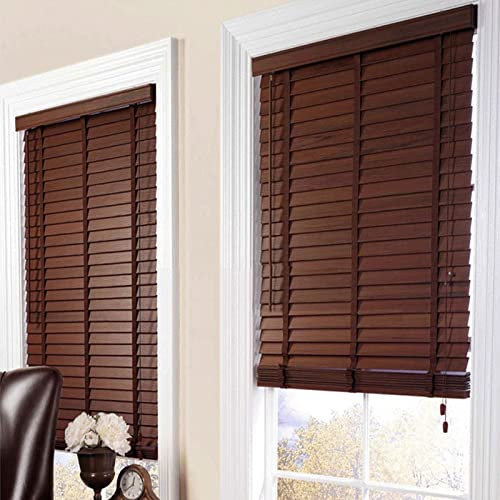 KDDFN Echte Hölzerne Jalousien,Holzmascheneffektfenster,Licht Filtrierende Venezianische Fenster Jalousie,Easy Fit Privacy Vorhänge,Fensterläden Drehen Öffnen Schließen (W100xH150cm/39x59in)