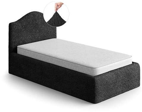 PAULATO Husse für Einzelbett über das Kopfteil und Grundgestell rüberziehen, Husse für Boxspringbetten 80-130cm Mikrofaser, bi-elastisches, kratzfestes und maschinenwaschbares Gewebe Made in Italy