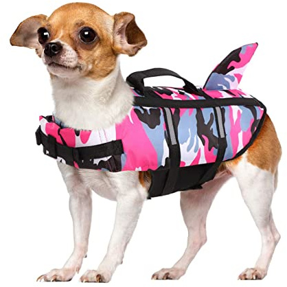 Giubbotto Di Salvataggio Per Cani Con Pinna Di Squalo, Giubbotto Galleggiante Regolabile Per Animali Domestici Con Strisce Riflettenti E Manico Di Salvataggio, Salvagente,D,XS