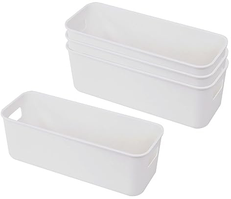 GmeDhc 4 PCS Boite Rangement Plastique, Panier de Rangement | Bac de Rangement Plastique, Boite Rangement Portable, Pour Cuisine, Salle de Bain, Placard, Bureau, Maquillage