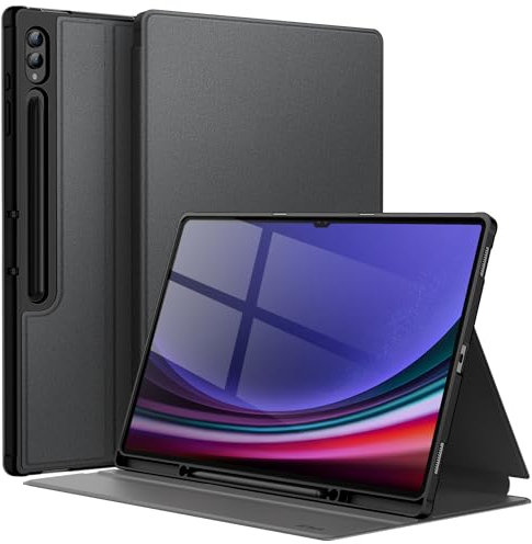 JETech Hülle für Samsung Galaxy Tab S10 Ultra/Tab S9 Ultra 14.6 Zoll mit S Pen Halter, Schlank Folio Ständer Tablet Schutzhülle, Multi-Winkel Ansehen (Graphite Schwarz)