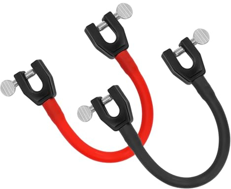 2 Pezzi Connettore per Punta da Sci per Bambini, Connettore da Sci Portatile Aiuto per l'Allenamento dello Sci Accessori per Snowboard per Bambini, Principianti (Nero, Rosso)