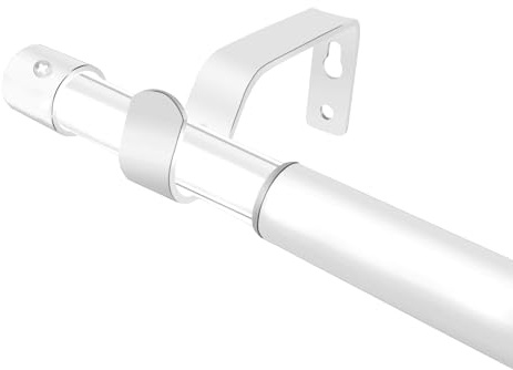 trencaHK Adjustable Curtain Rod 66-95 in Length, 3/4-inch White Curtain Pole for Windows, Versatile Drapery Rods Easy to Install in Any Room & Outdoor Patio