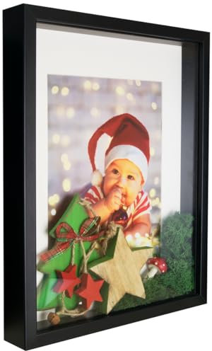 BD ART Box - Marco 3D para objetos, 30 x 40 cm, cuadrado negro para rellenar, más profundo para guardar objetos, 3 cm, para colgar en la pared o en la oficina