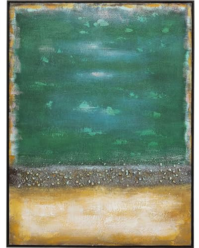 Kare Design Leinwandbild Vista Grün, Wandbild, Leinwand, Acrylfarbe, handgemalt, Unikat, Abstrakt, Modern, Wohnzimmer, Schlafzimmer, Flur, 122x92 cm (L/B)