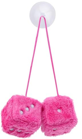 AYNKH Paire de dés en fourrure pour décoration intérieure de voiture - Rose