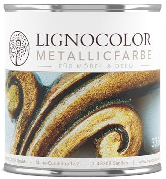 Lignocolor Metallicfarbe für Möbel | Effektfarbe für Holz, Fliesen, Metall, Kunststoff uvm. im Innenbereich | viele Farbtöne verfügbar (Classic Gold, 375 ml)