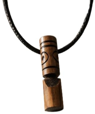RAMIREZ BROTHERS - Collier en bois totem porte-bonheur, Très petit, Bois, Sans pierre précieuse