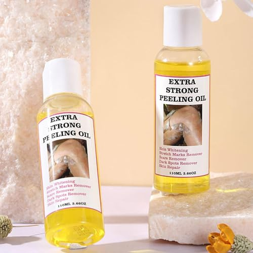 2STk Peeling-Öl Für Dunkle Haut, 110 Ml Gelbes Öl, Exfolierende Lösung Für Den Körper, Aufhellende Hornhaut, Ellbogen, Knie, Finger Bis Schwarz Für Alle Hauttypen