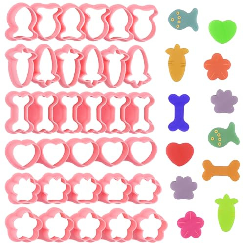 HUAKENER Mini Cookie Cutters - Goldfish, Dog Bone, Paw, Heart, Flower, Carrot, Cute Cookie Cutter Set for Mini Cookies, Pet Snacks, Fondant, BPA Free (Set of 6)