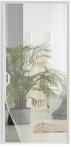 BESTORI Magnet Fliegengitter Tür Seitliche Öffnung 90 x 215 cm Insektenschutz Balkontür aus Fiberglas Ohne Bohren Fliegenvorhang für Terrassentür Kellertür Weiß