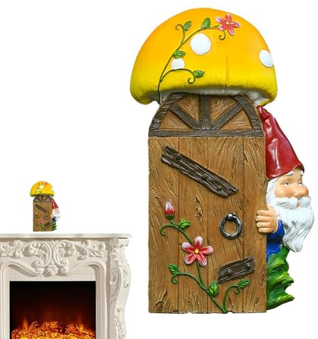 Generisch Nain d'arbre, décoration d'arbre en plein air, statues de jardin en résine, décoration de fées, accessoires de jardin féeriques, décoration de souche d'arbre pour le jardin